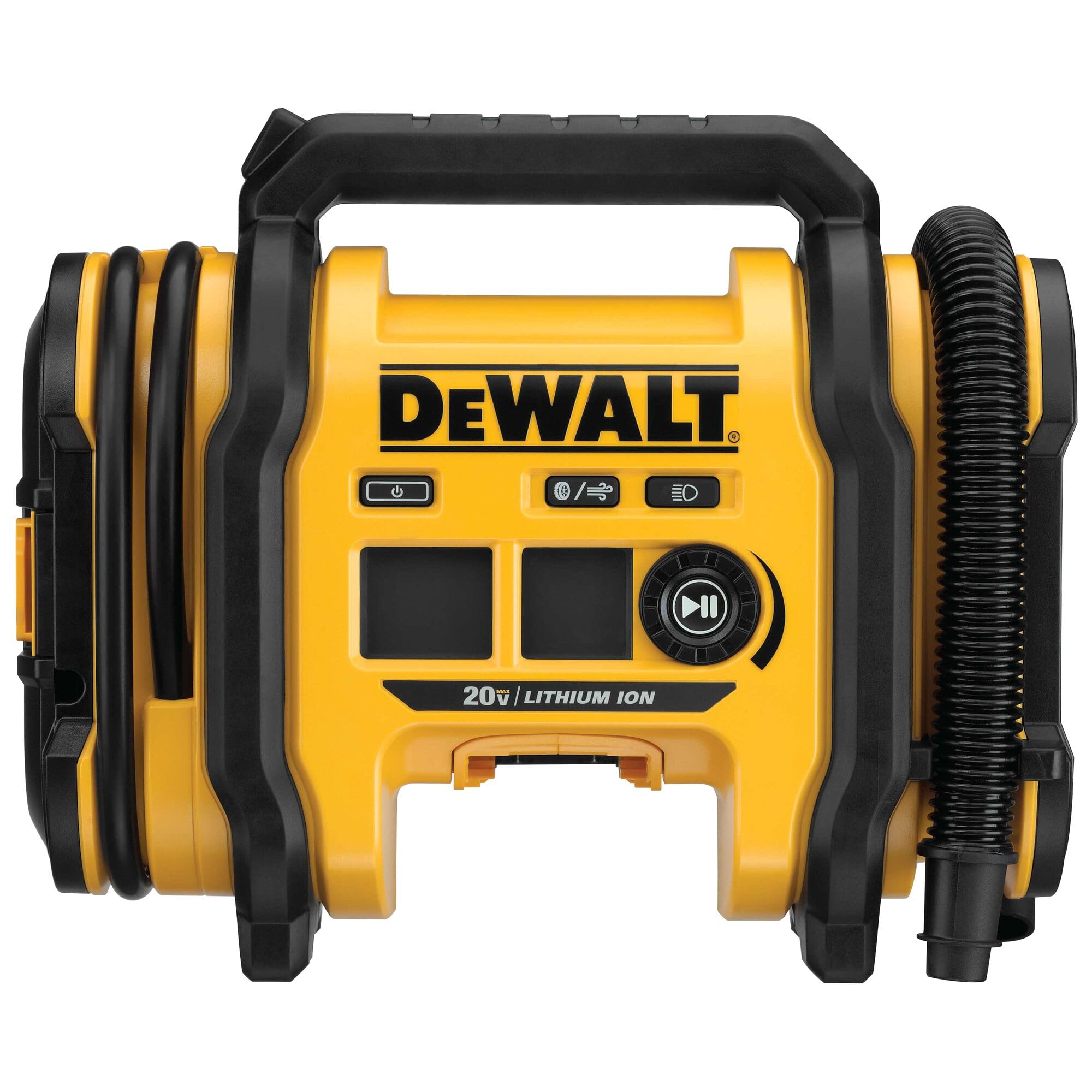 DEWALT DCC020IB tire inflator with digital gauge for precise pressure readings