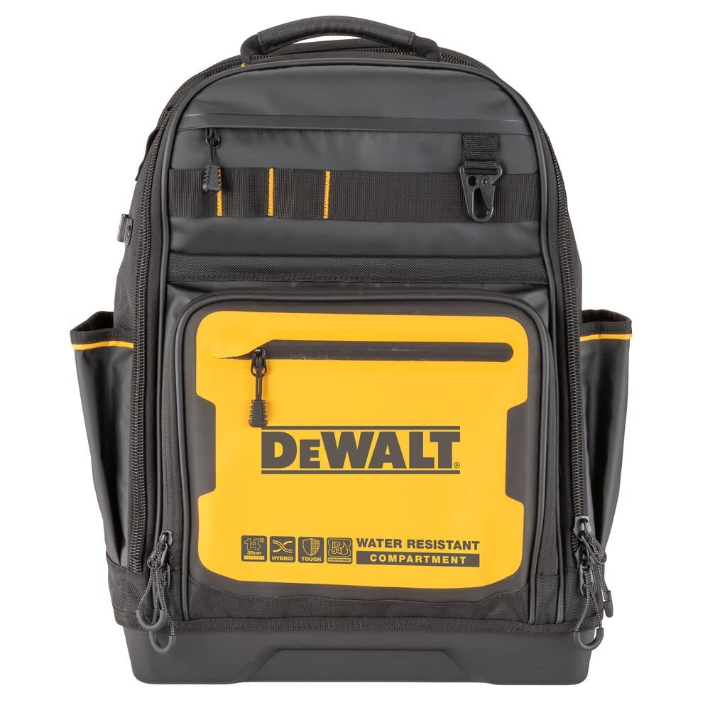 DEWALT tool backpack; separate laptop compartment protects electronics on site.