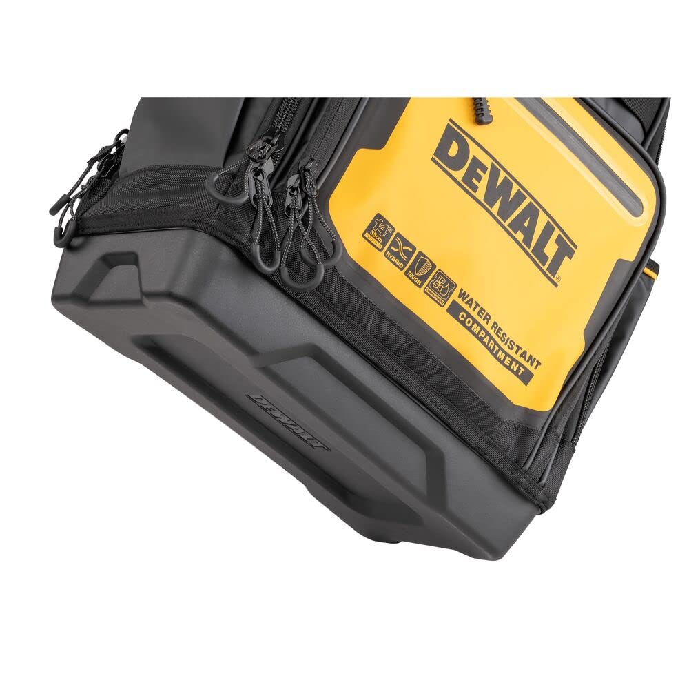 DEWALT tool backpack; quick-close zipper enables glove-friendly use.