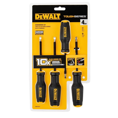 DEWALT ToughSeries 4pc handle image shows secure bi-material grip for comfort.