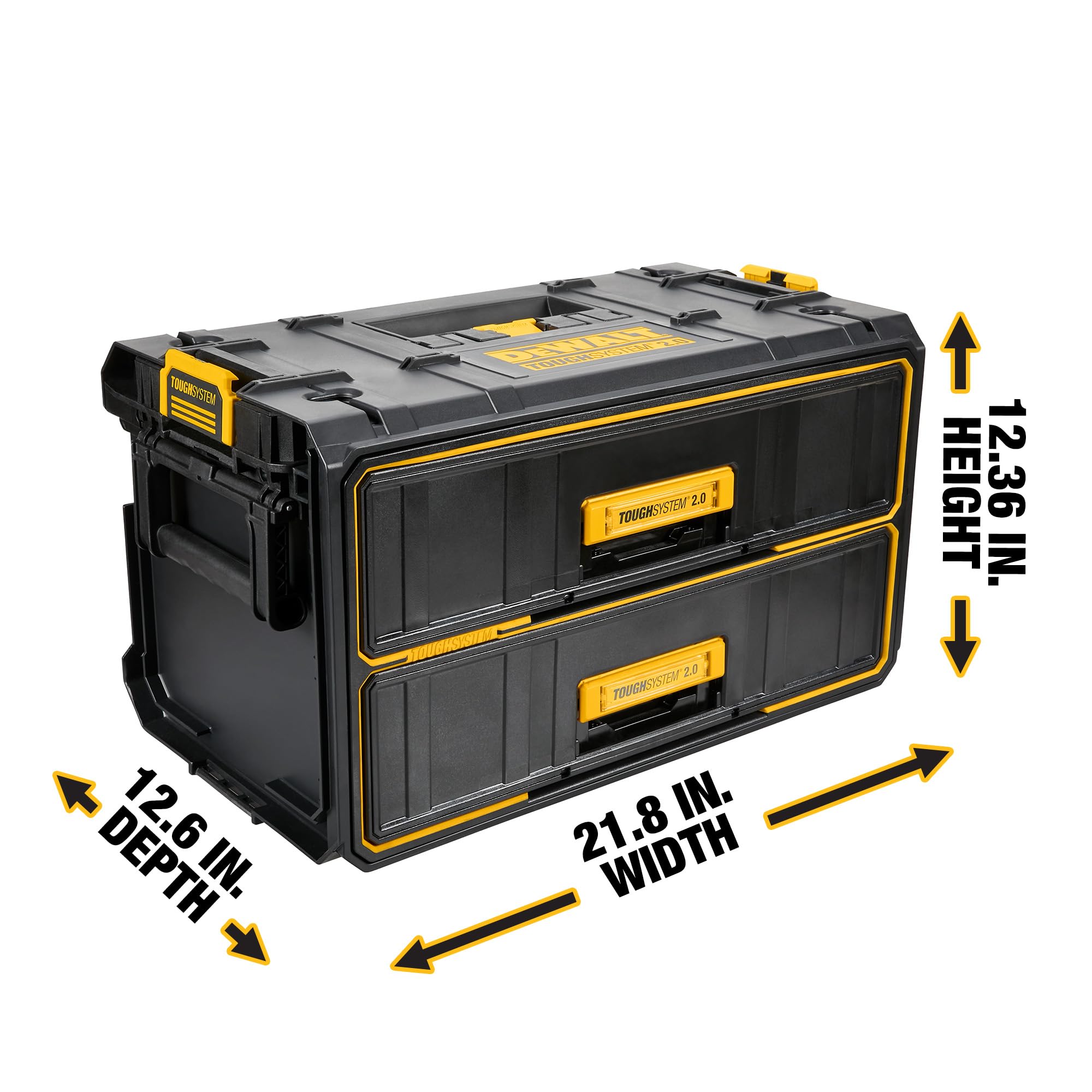 DEWALT ToughSystem 2.0 side latches connect securely for modular on-site organization