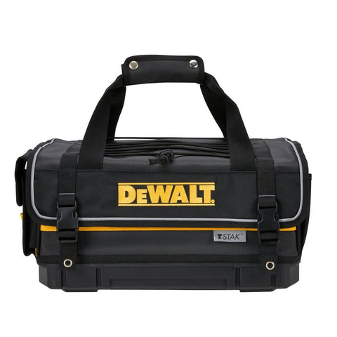 DEWALT TSTAK see-through pocket keeps papers visible and tools organized.