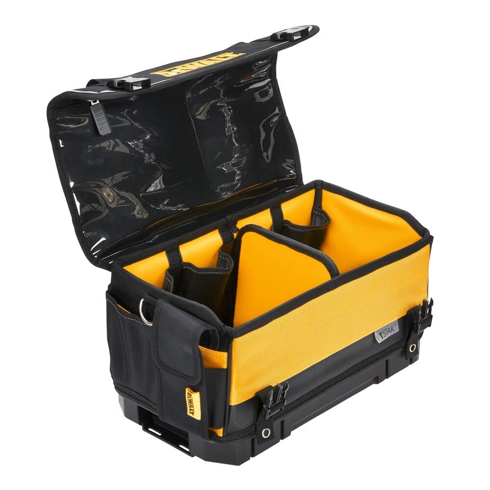 DEWALT TSTAK stain-resistant cover protects tools from garage grime.