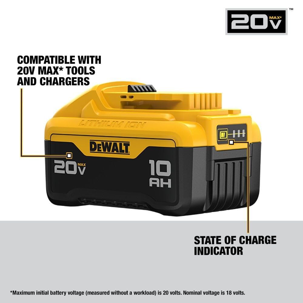 DEWALT XR Power Detect technology battery showing adaptive output for efficiency.