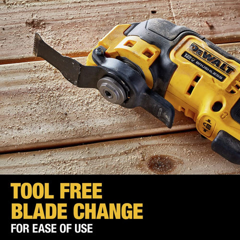 DEWALT XTREME 12V MAX plunge-cutting deck boards with controlled accuracy