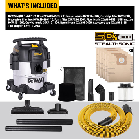 DEWALT Stealthsonic DXV05S accessory kit supports versatile cleaning tasks.
