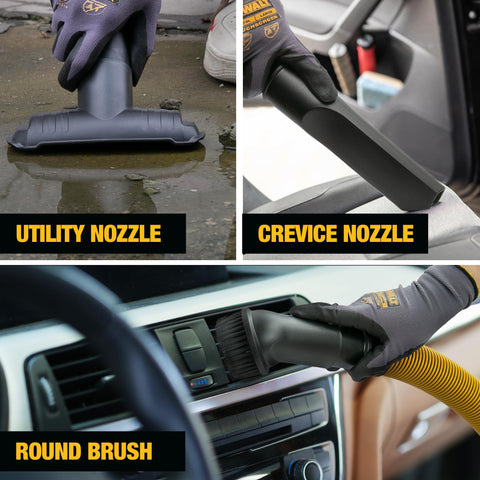 DEWALT Stealthsonic DXV05S use-case imagery emphasizes garage, jobsite, and workshop workflows.