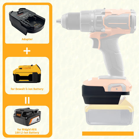 DEWDYS adapter connected to Dewalt 20V battery for flexible power options