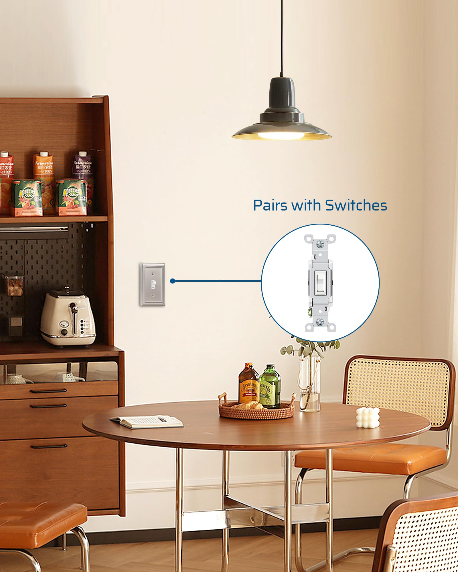 DEWENWILS brushed nickel wall plate offers easy cleaning and timeless style