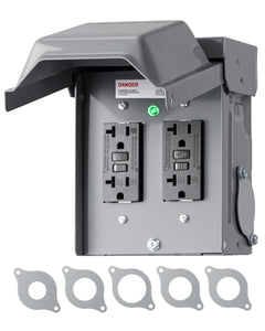 DEWENWILS outdoor outlet box with rainproof enclosure protects sockets outdoors.
