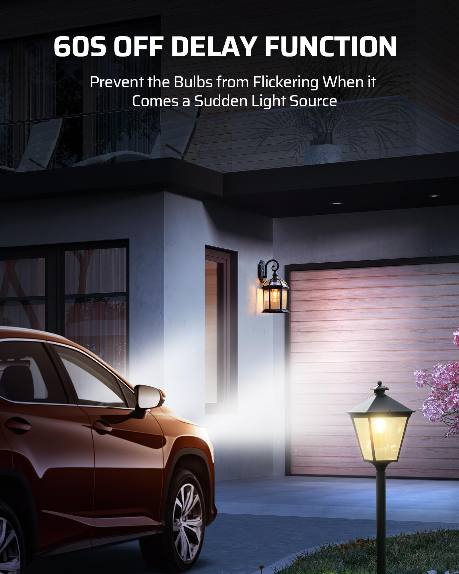 DEWENWILS porch light dusk-to-dawn sensor for secure evenings.