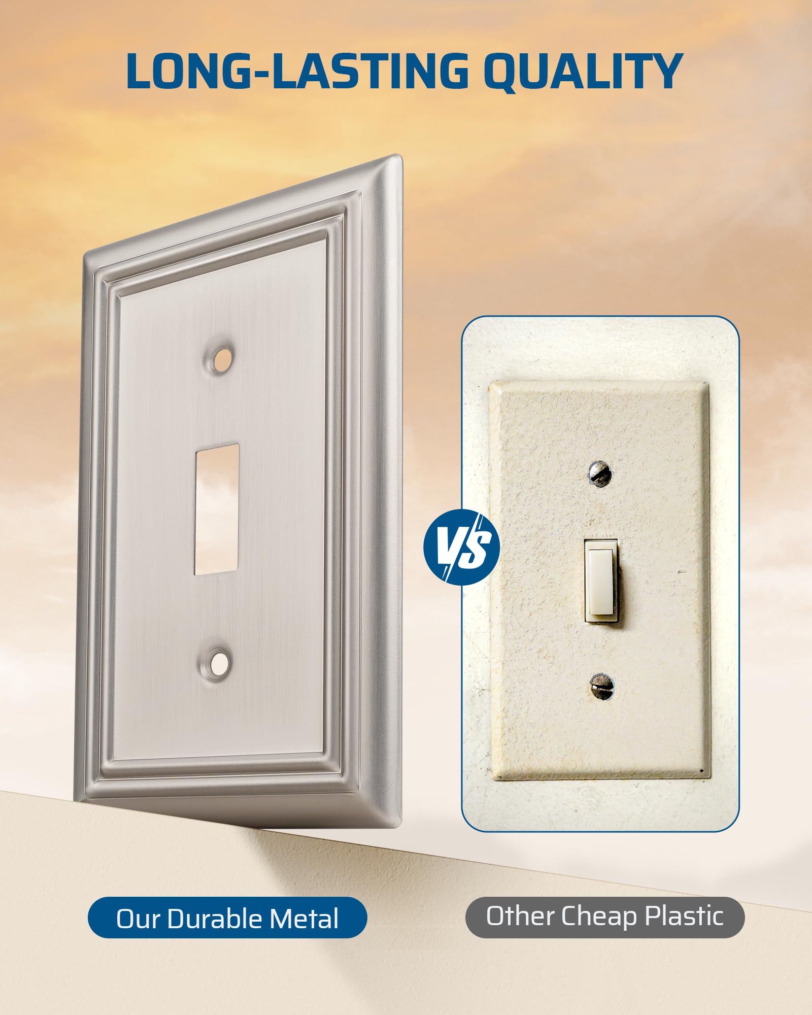 DEWENWILS single-toggle switch cover in brushed nickel with corrosion resistance