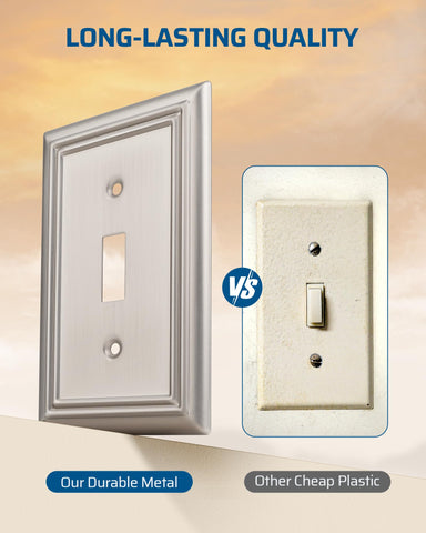DEWENWILS single-toggle switch cover in brushed nickel with corrosion resistance