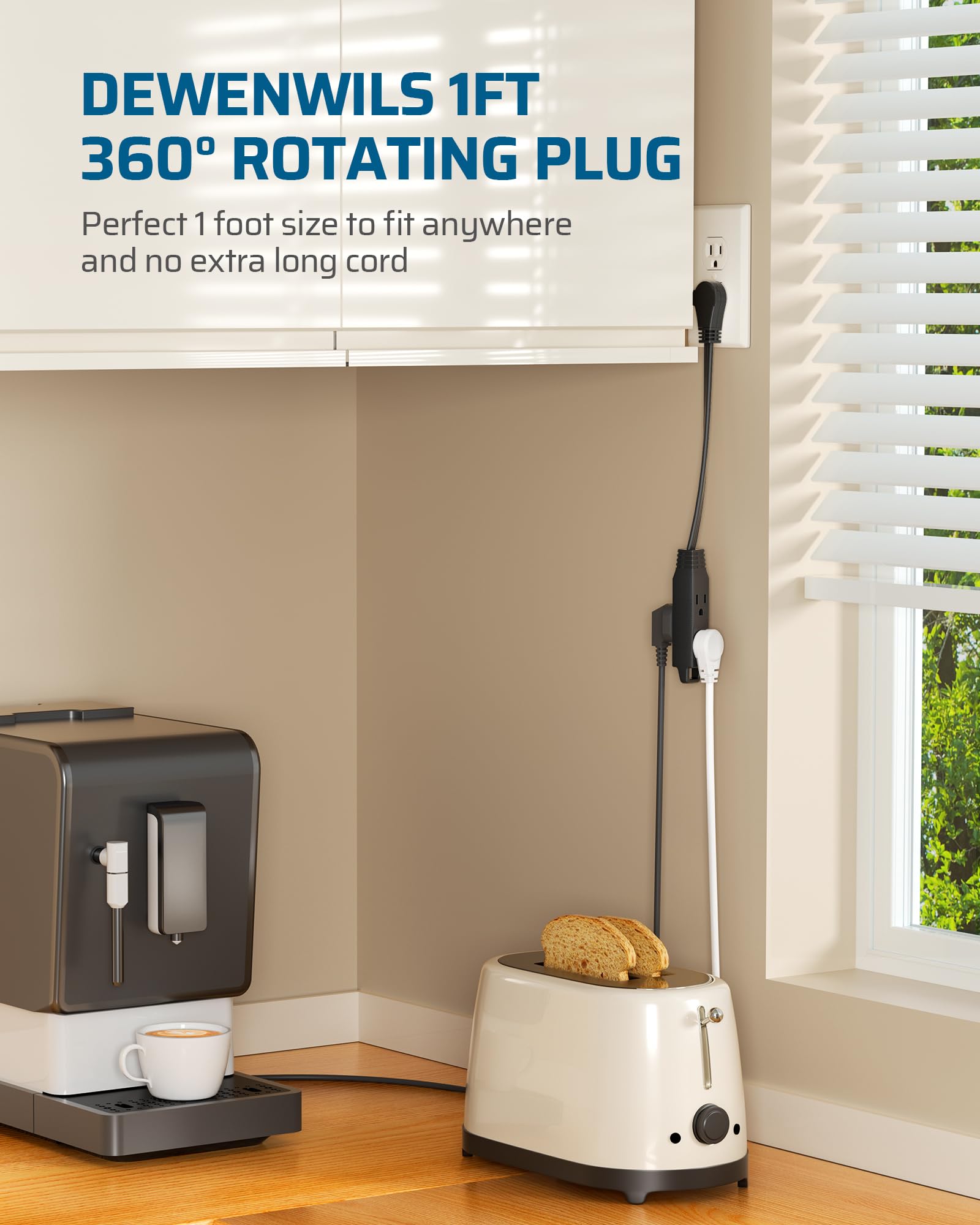 DEWENWILS 125V 13A rating supports common indoor small appliances.