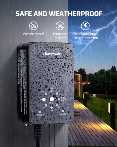 DEWENWILS 12V DC output cable enables safe lighting connections.