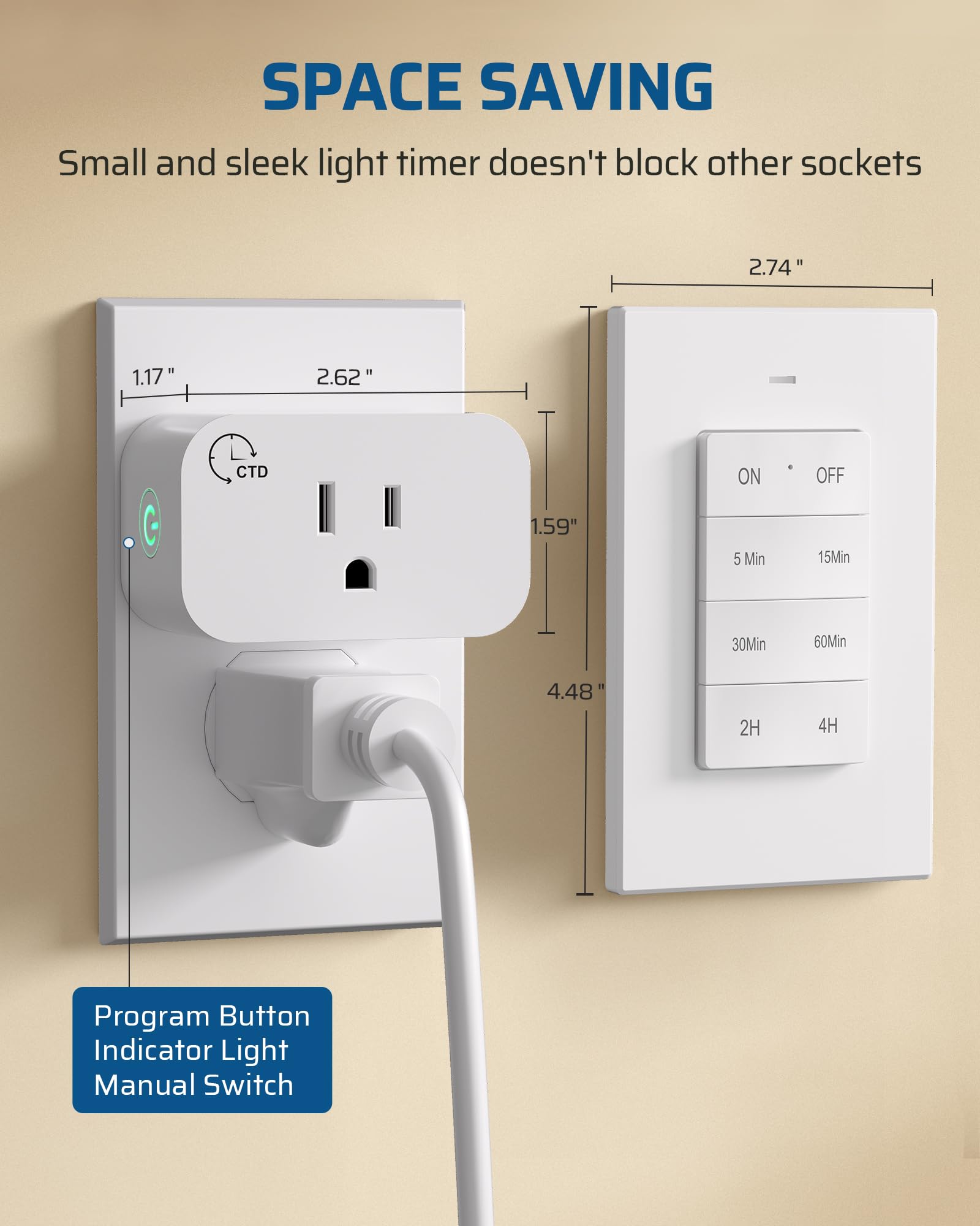 DEWENWILS 15A/1875W rating supports common home devices.
