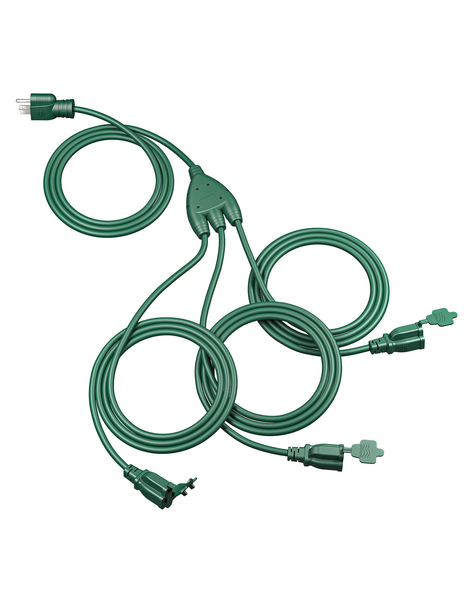 DEWENWILS 25ft outdoor extension cord ready for patio lighting Setup.