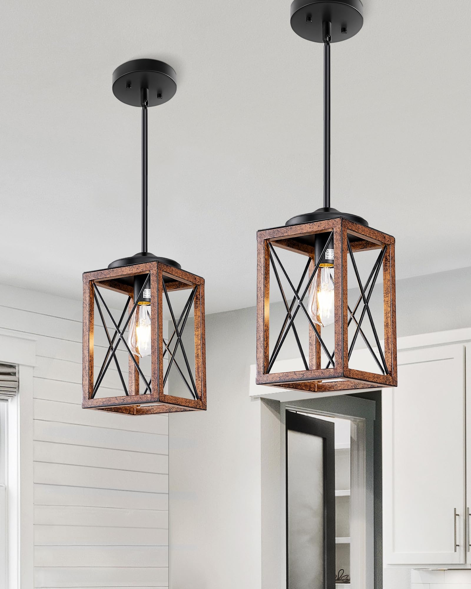DEWENWILS farmhouse pendant light with open design for bright, welcoming hallways and dining areas