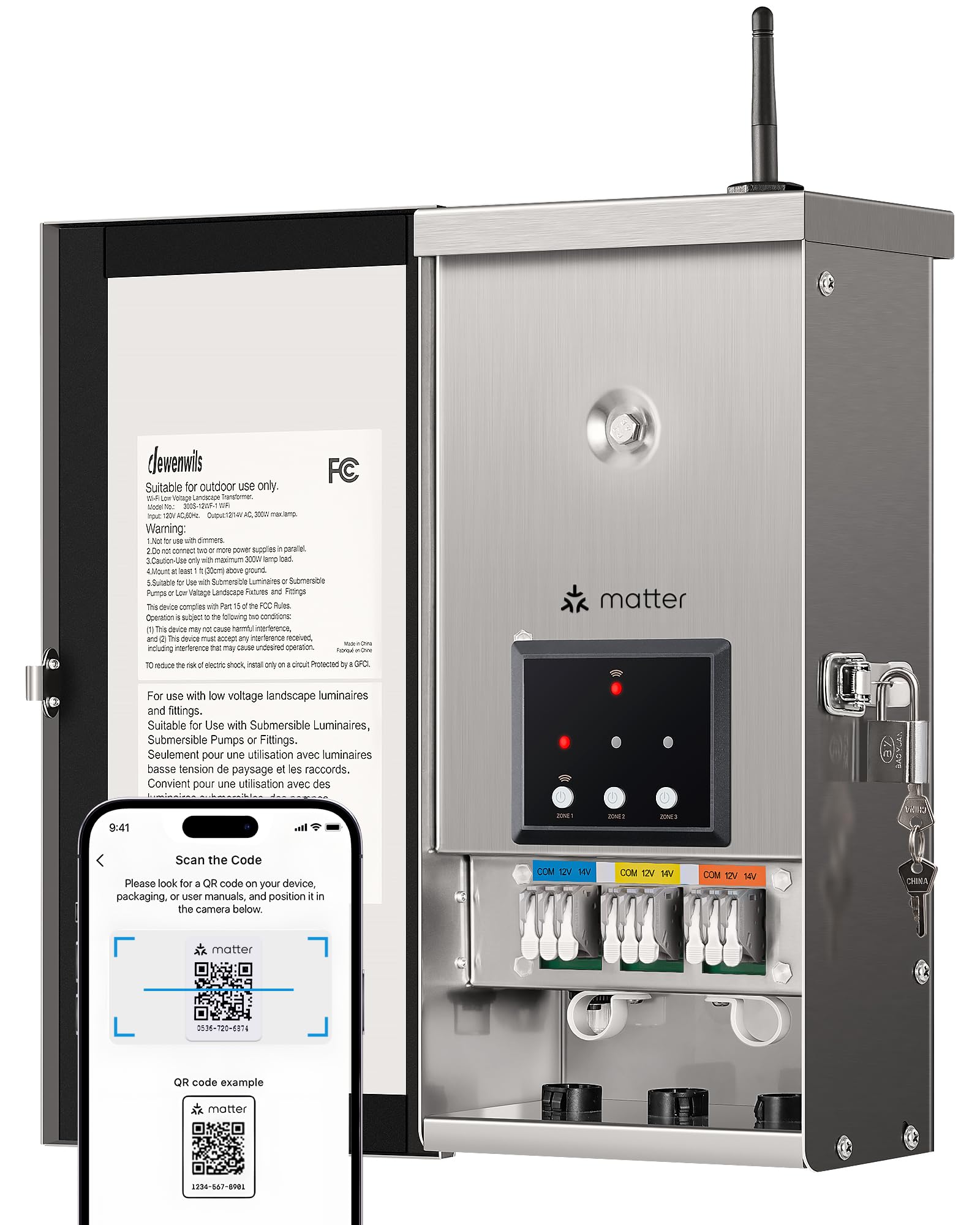 DEWENWILS 300W Matter transformer front view for outdoor lighting control