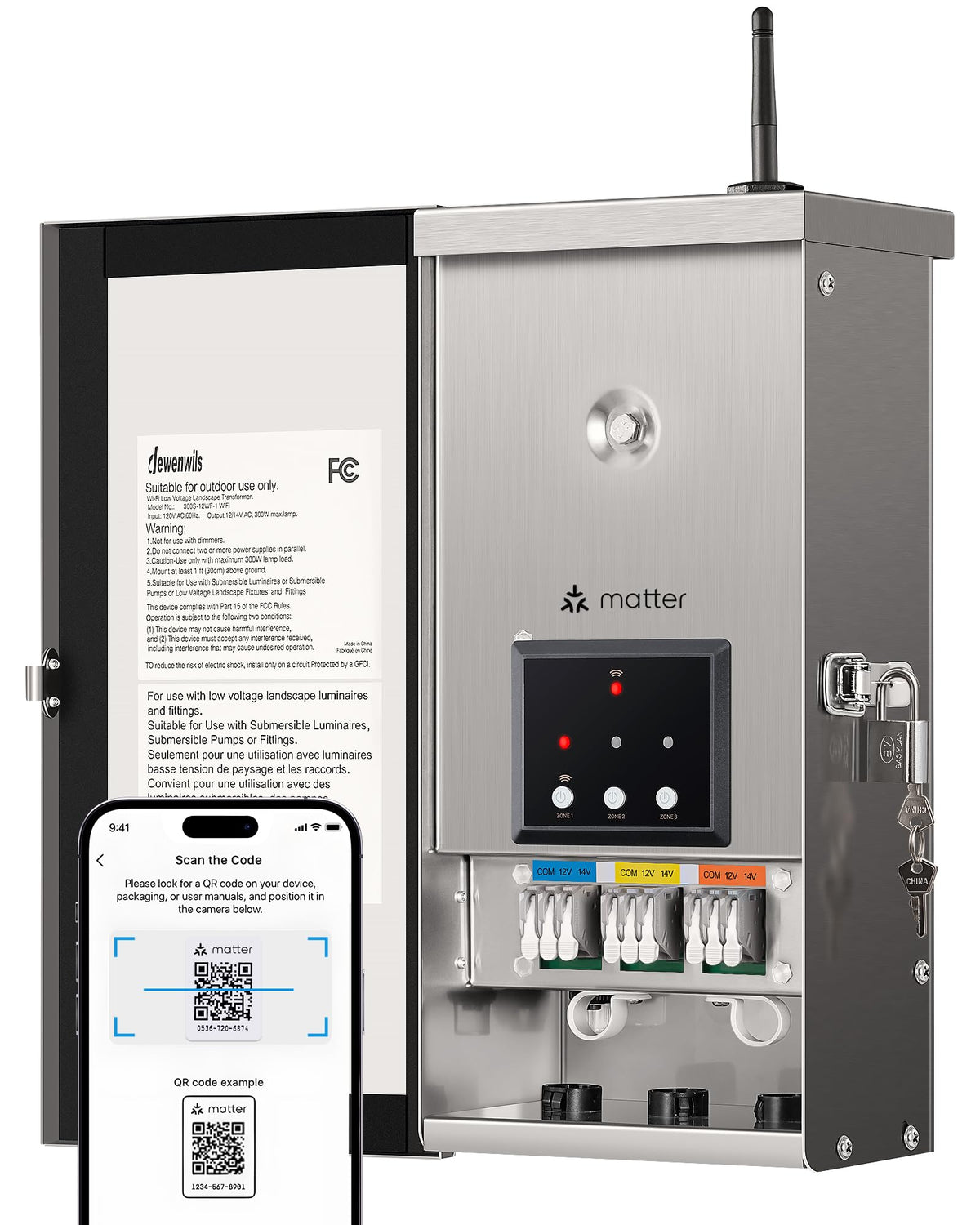 DEWENWILS 300W Matter transformer front view for outdoor lighting control