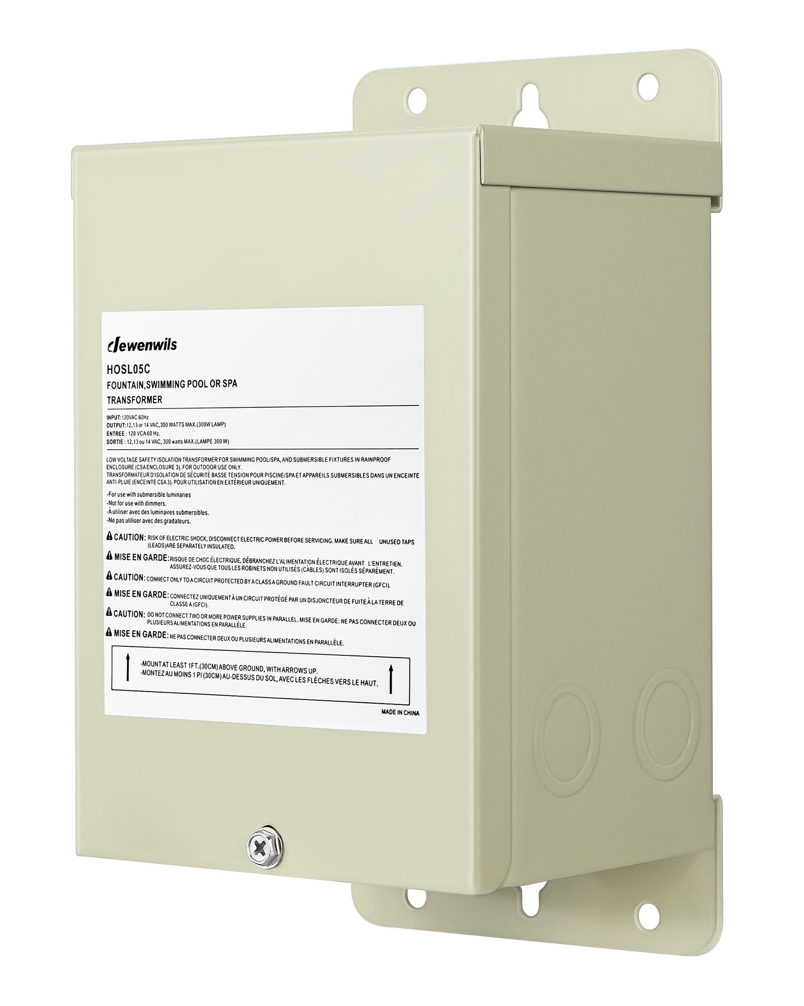 DEWENWILS 300W pool light transformer shown in compact form for underwater lighting projects