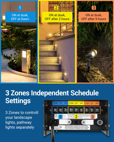 DEWENWILS 300W transformer timer-memory provides programmable on/off from dusk