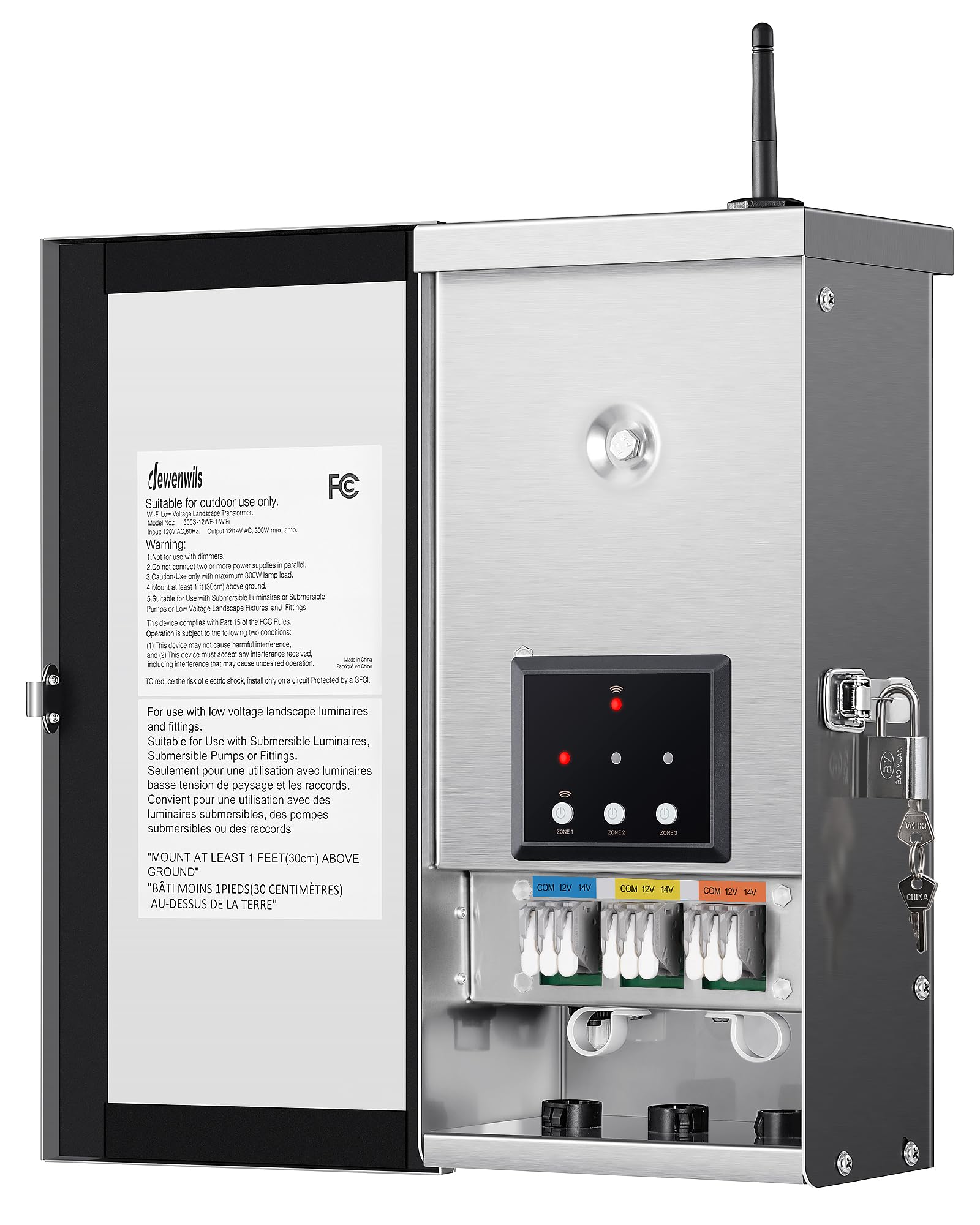 DEWENWILS 300W Wi-Fi landscape transformer for seamless remote lighting control and scheduling.