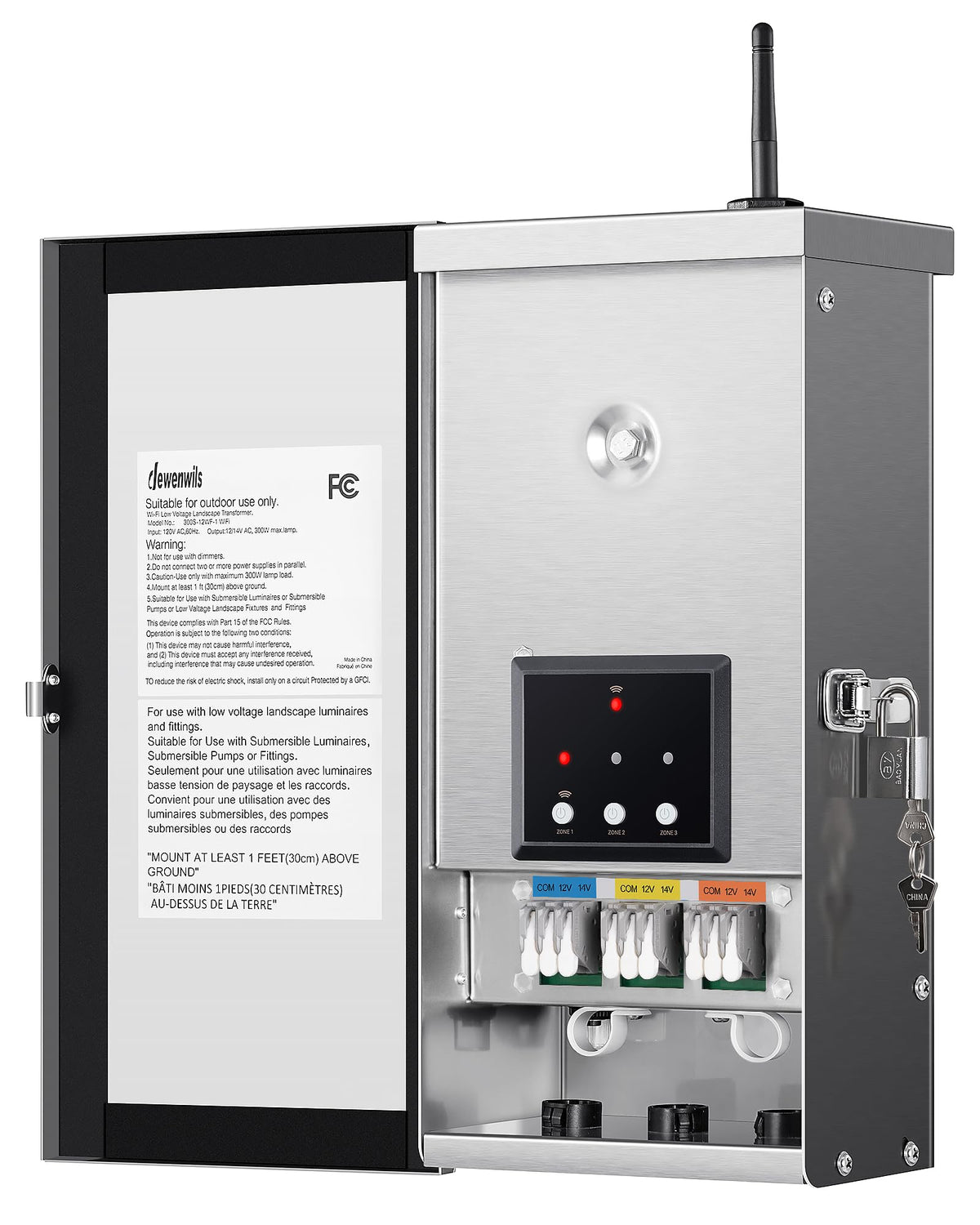 DEWENWILS 300W Wi-Fi landscape transformer for seamless remote lighting control and scheduling.