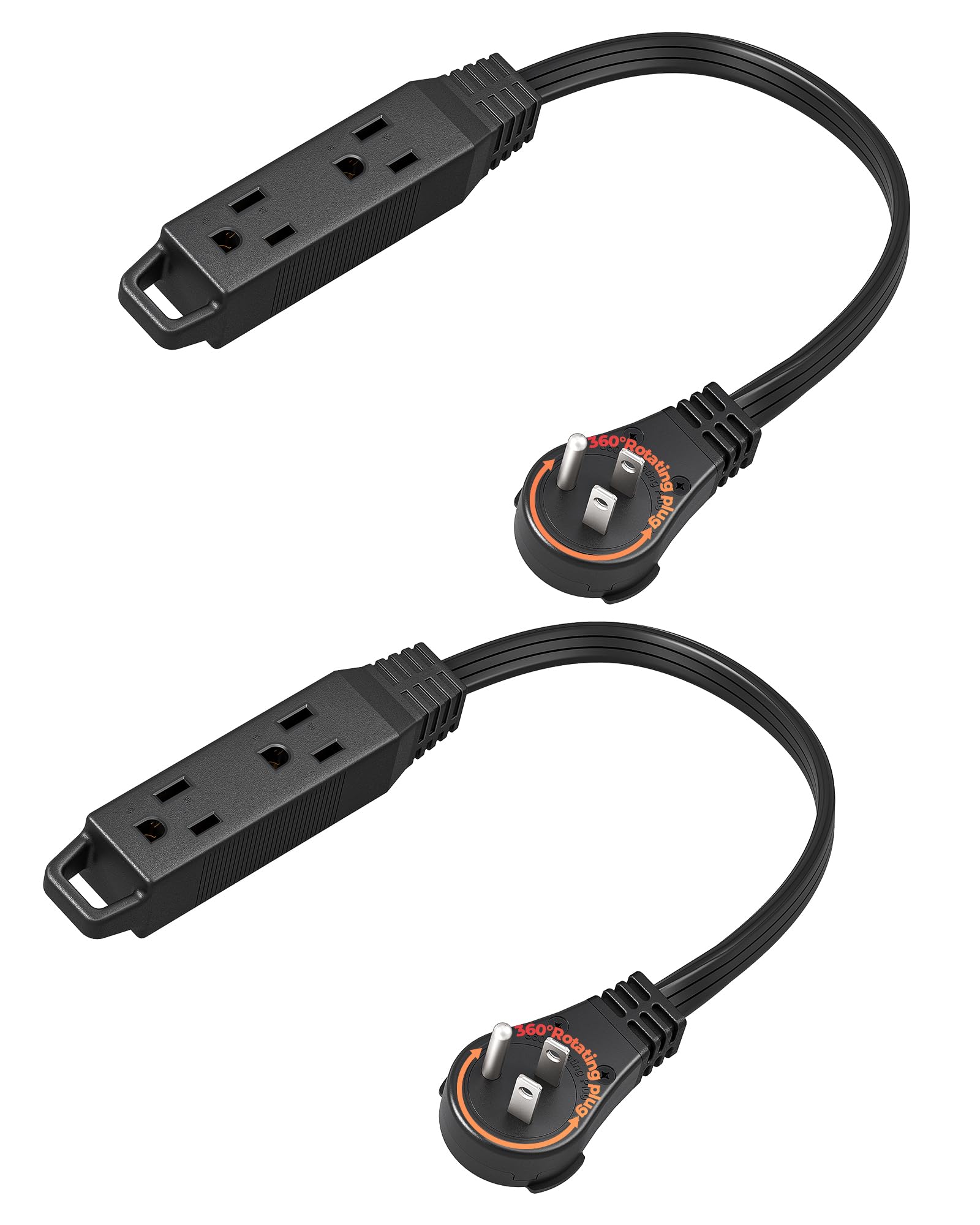 DEWENWILS 360° rotating flat plug for versatile outlet positioning.