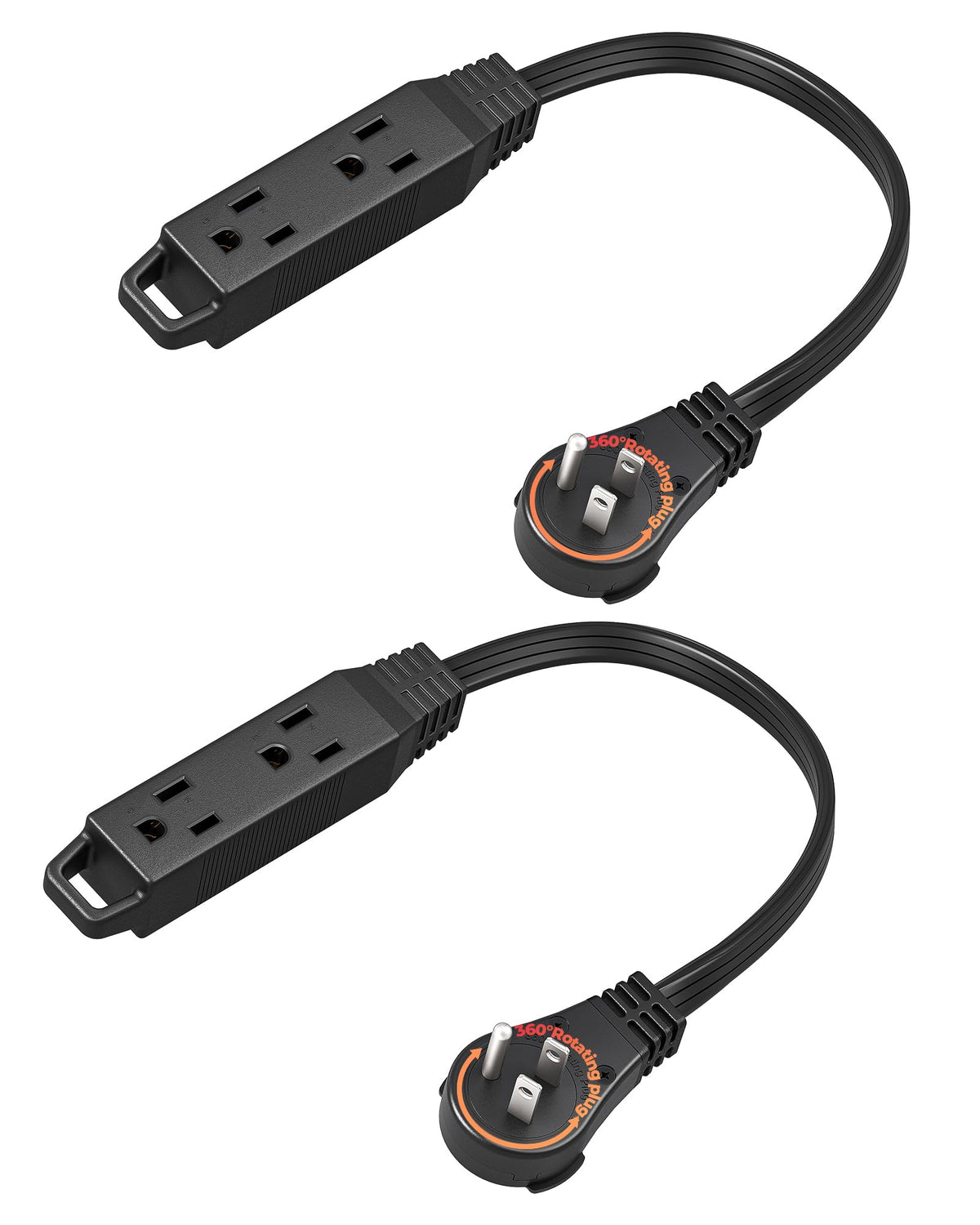 DEWENWILS 360° rotating flat plug for versatile outlet positioning.