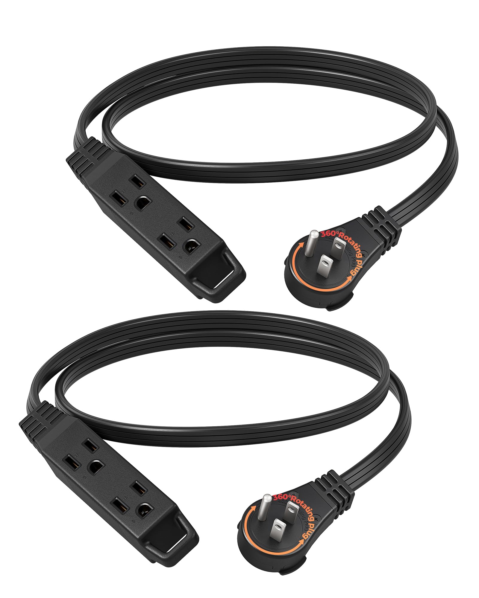 DEWENWILS 360° rotating flat plug for tight spaces and easy access to outlets.