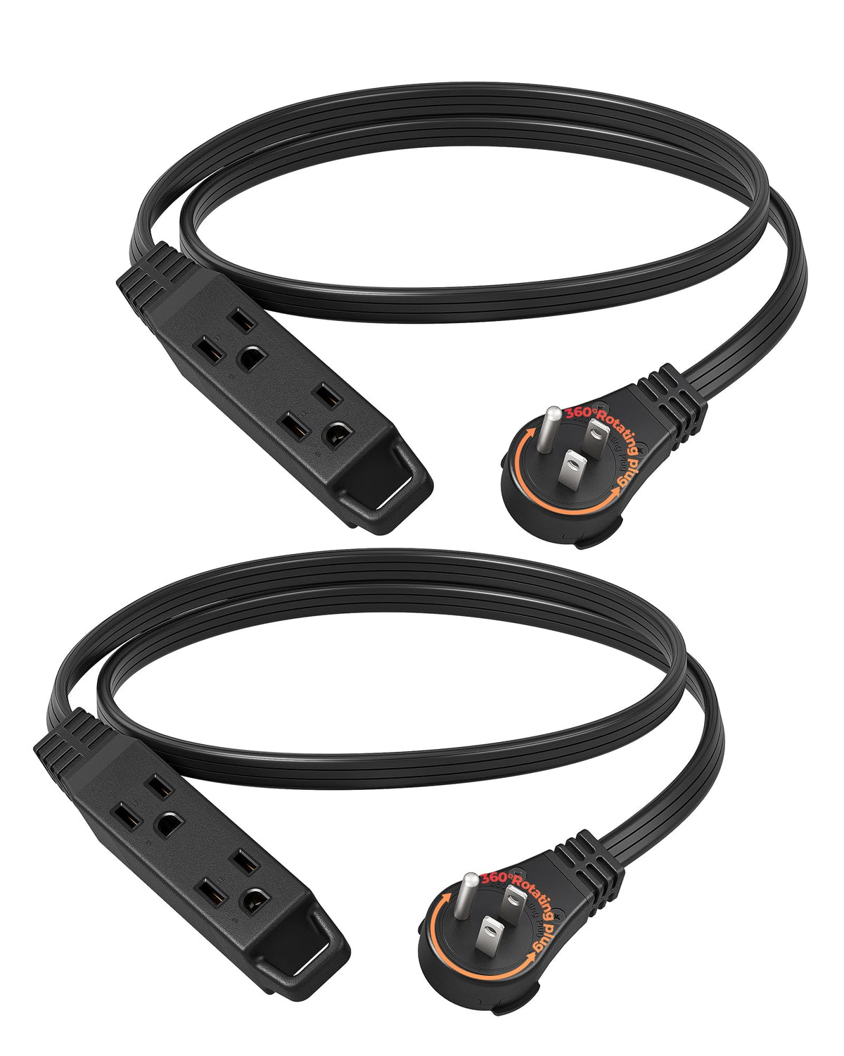 DEWENWILS 360° rotating flat plug for tight spaces and easy access to outlets.