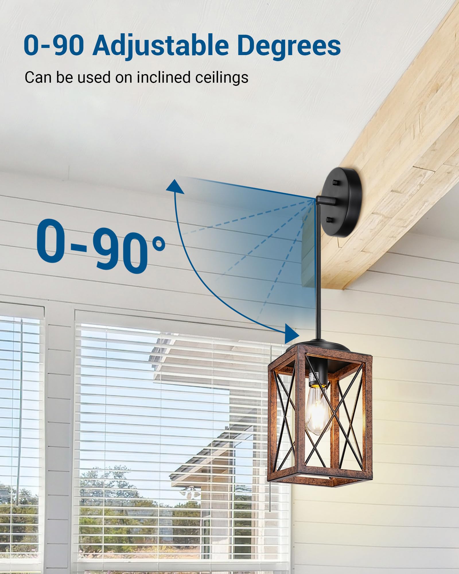Dewenwils 48-inch adjustable pipes suit flat or sloped ceilings with flexible height