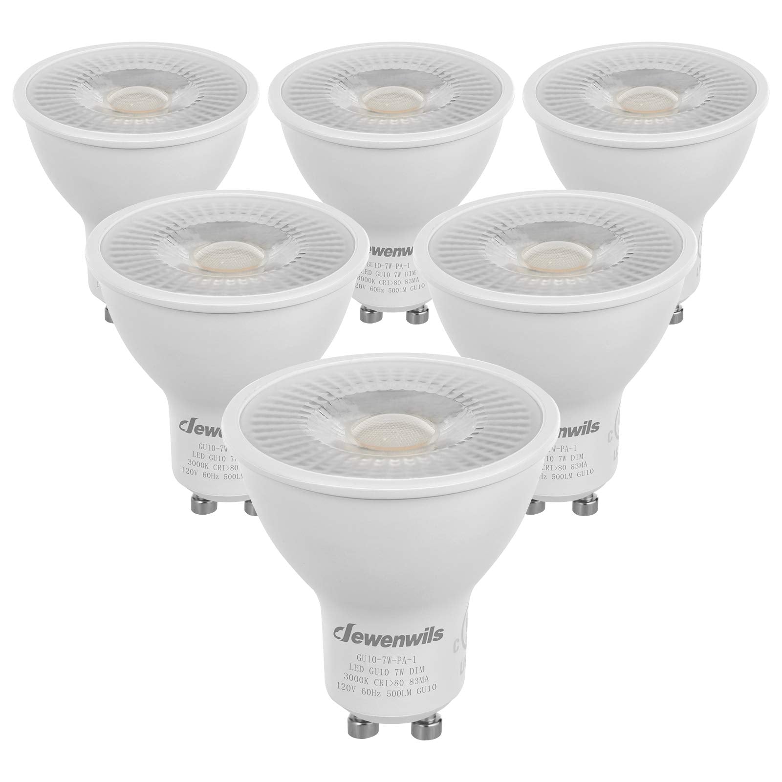 DEWENWILS 6-pack GU10 dimmable bulb with smooth dimming for versatile mood lighting.