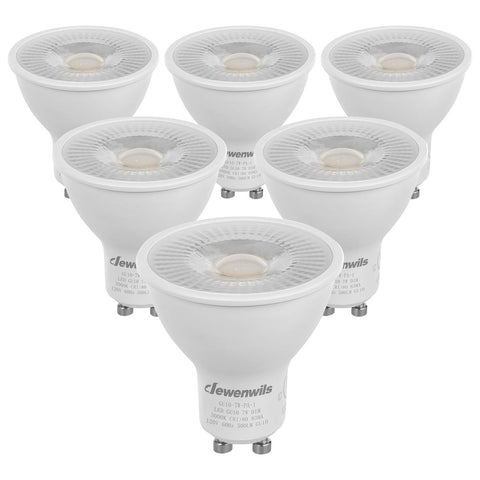 DEWENWILS 6-pack GU10 dimmable bulb with smooth dimming for versatile mood lighting.