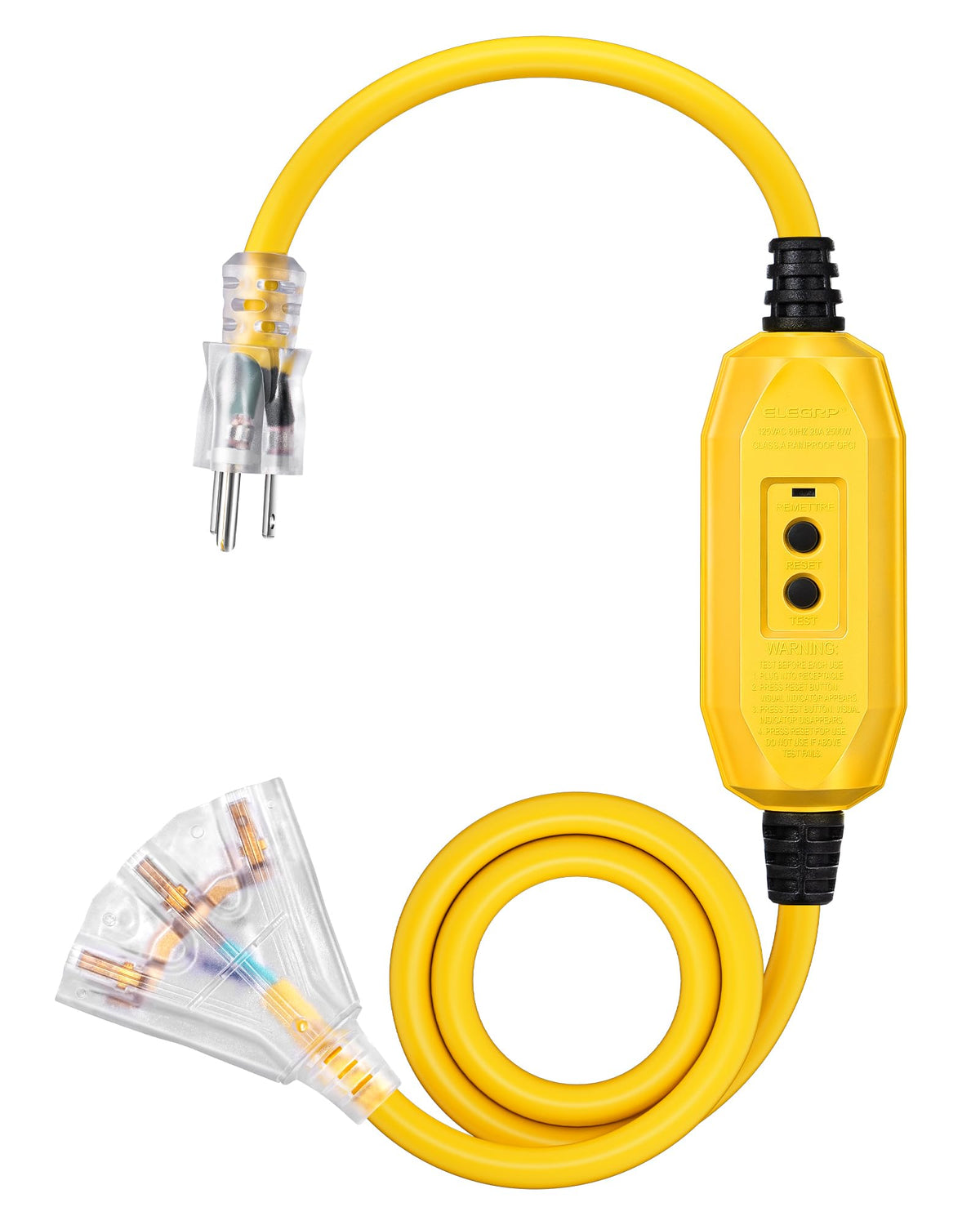 DEWENWILS 6ft GFCI extension cord for outdoor use, providing safe power delivery.