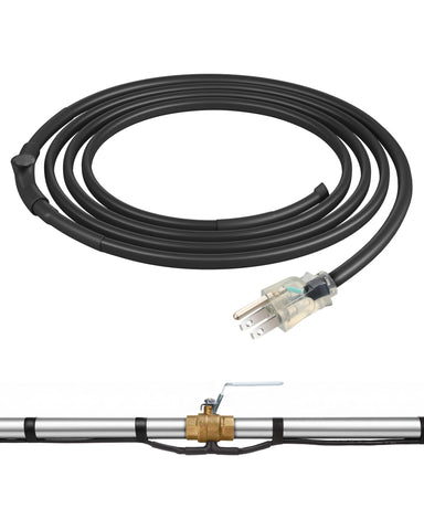 DEWENWILS 6ft heat cable installation on a pipe provides quick winter protection.