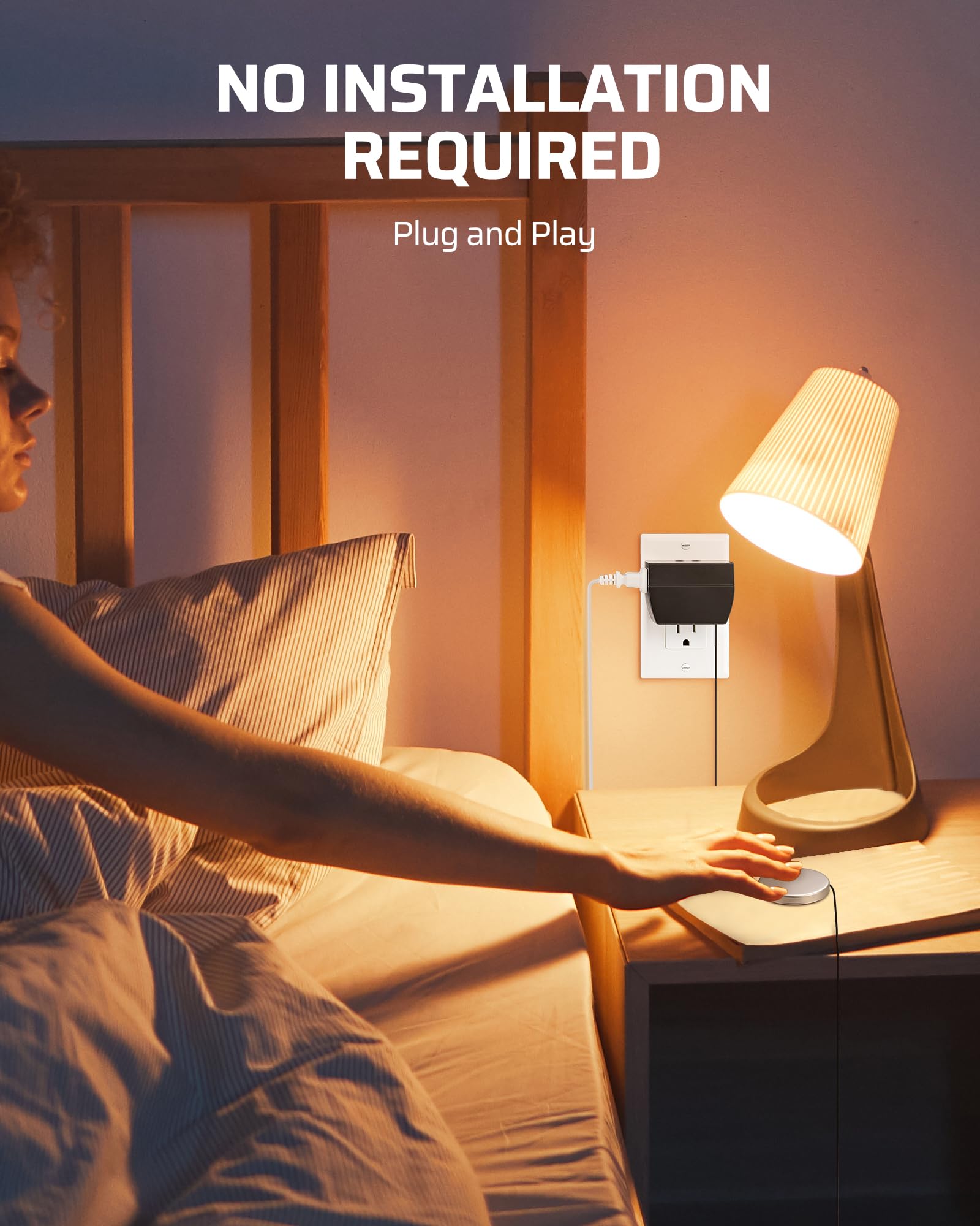 DEWENWILS 8ft cord offers flexible placement for dimmable lamps.
