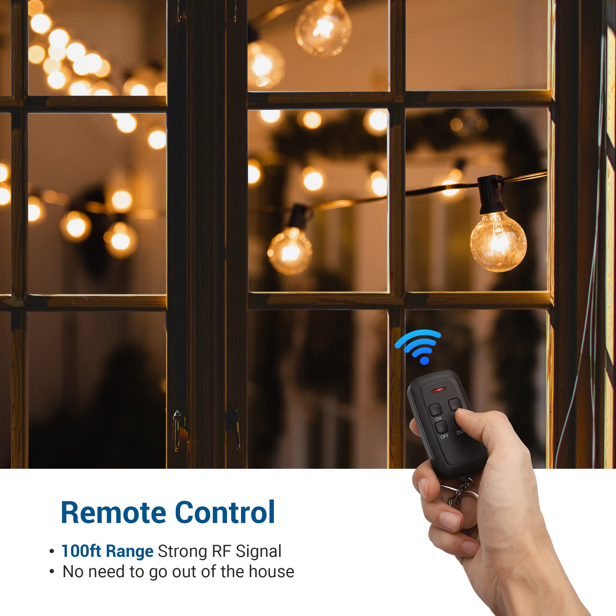 8-inch SJTW extension cord for durable outdoor connections with the dimmer.