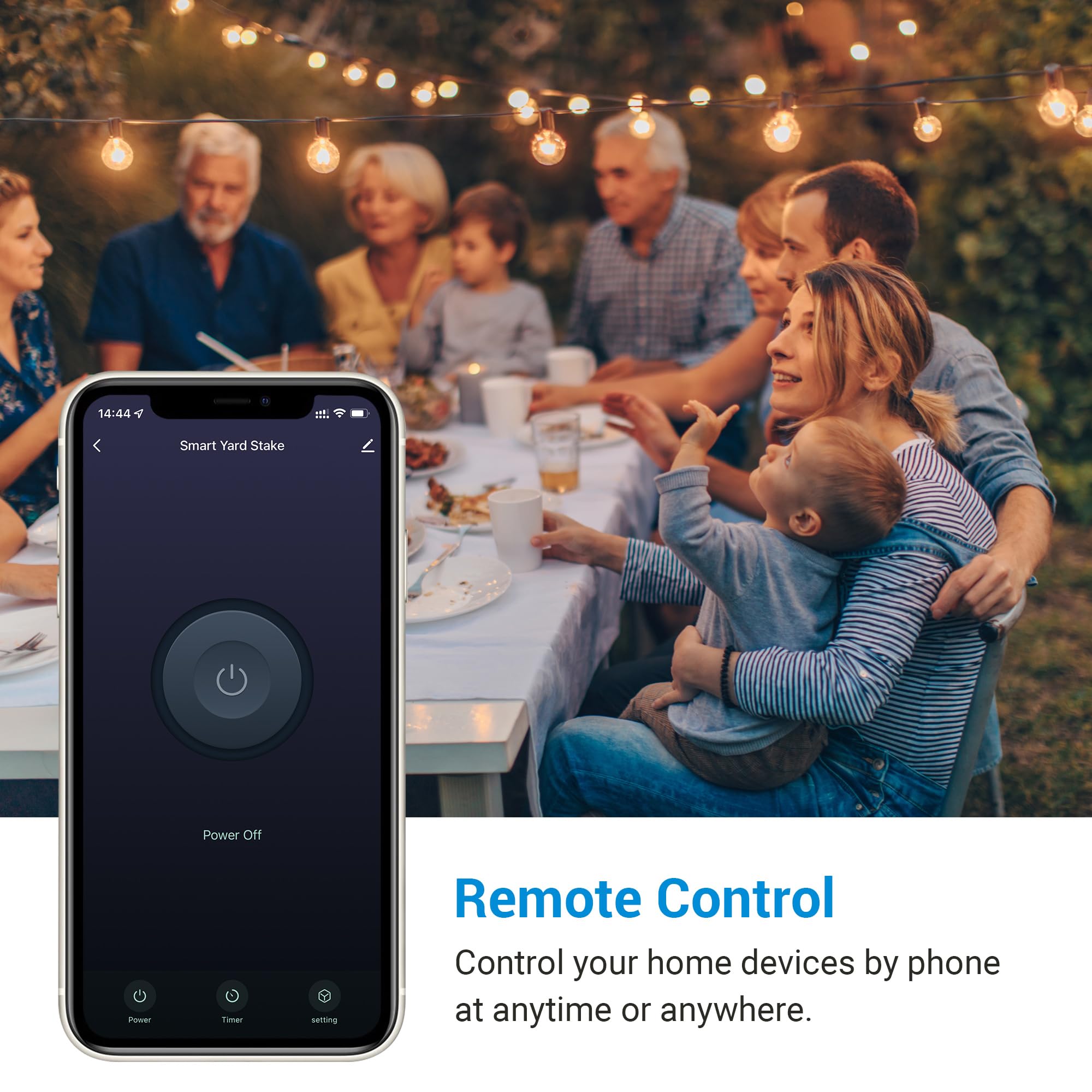 DEWENWILS yard stake in action with voice control via Alexa.