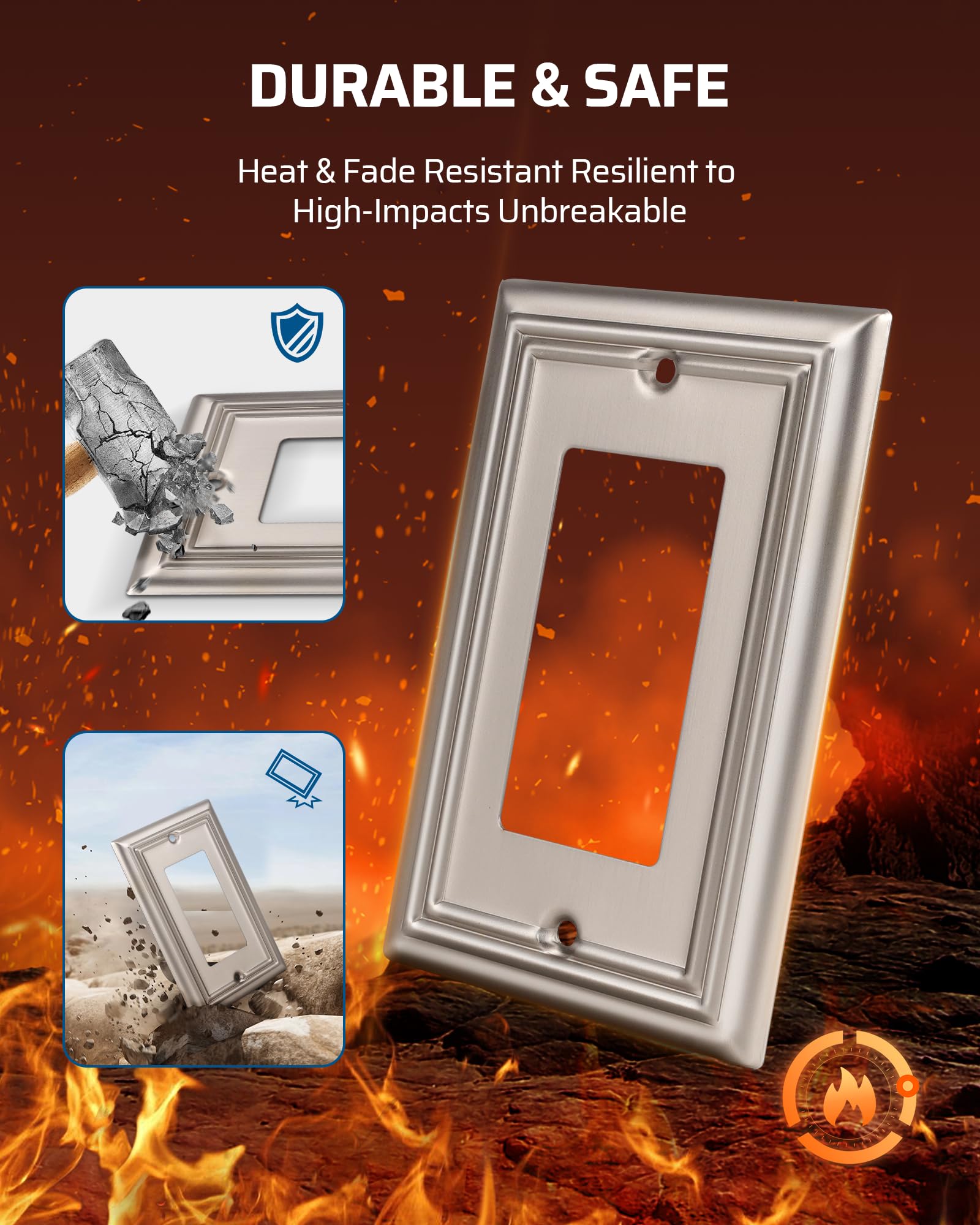Dewenwils brushed nickel wall plate pack of four for easy replacements.