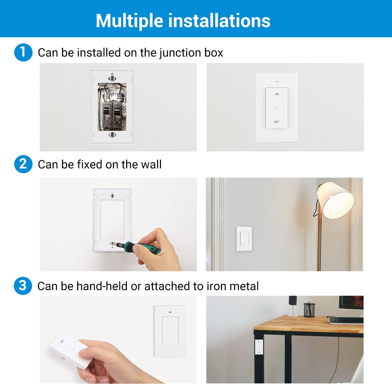 DEWENWILS compact two-side outlets design fits behind furniture
