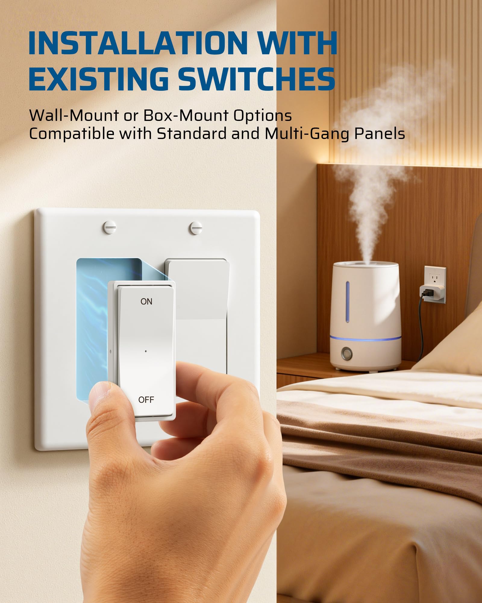 DEWENWILS compact plug-in design saves outlet space and fits adjacent sockets.