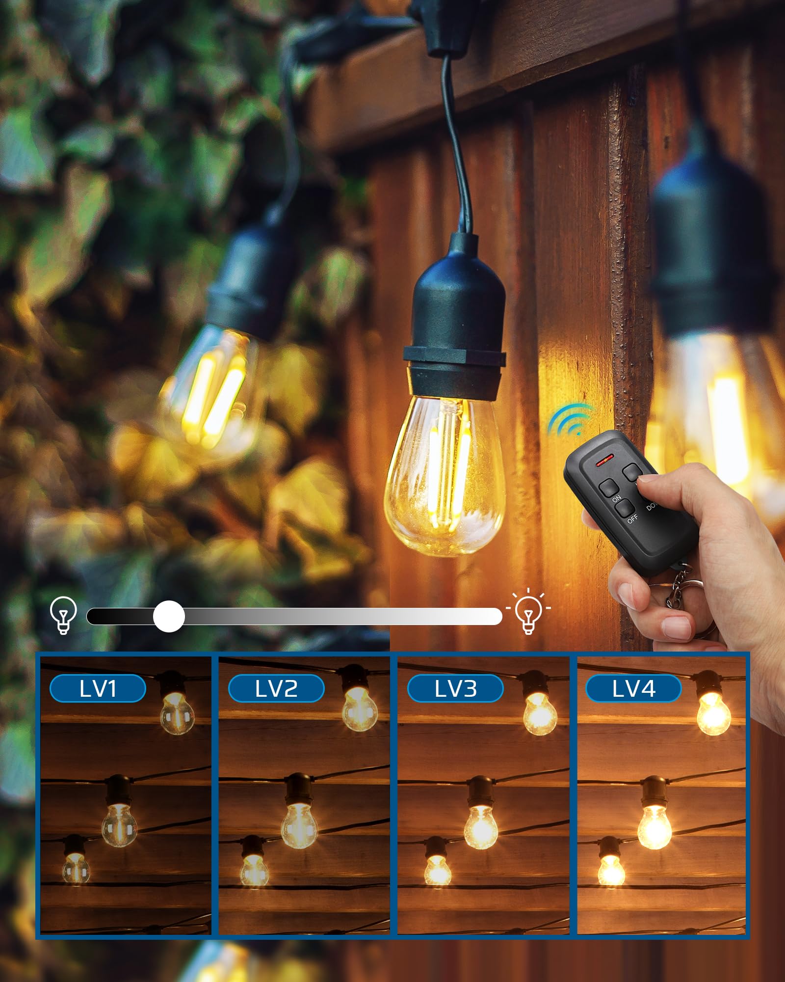 DEWENWILS dimmable LED bulbs up to 150W compatibility for versatile outdoor setups.