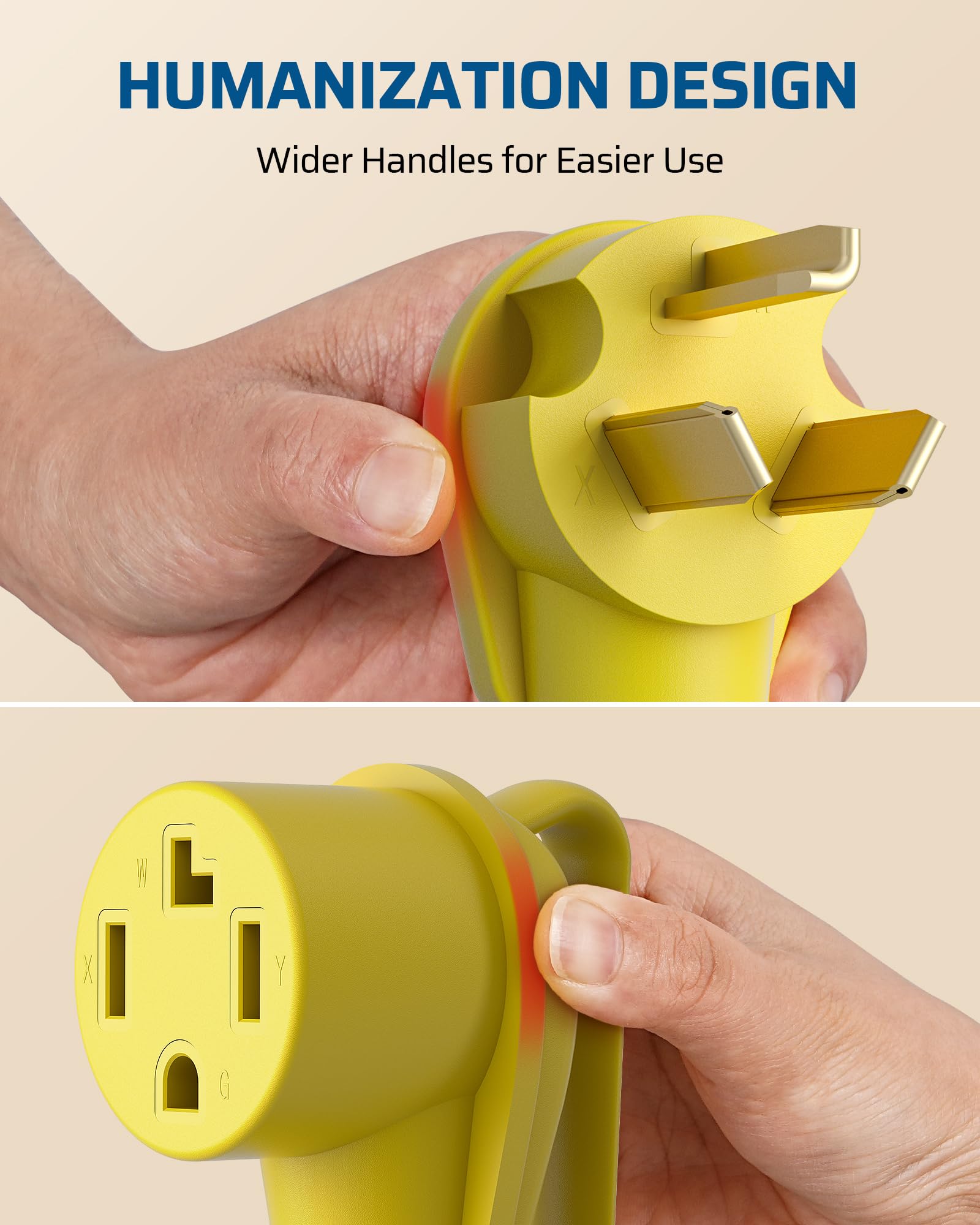 DEWENWILS adapter enabling 3-prong dryer connection to 4-slot outlet.