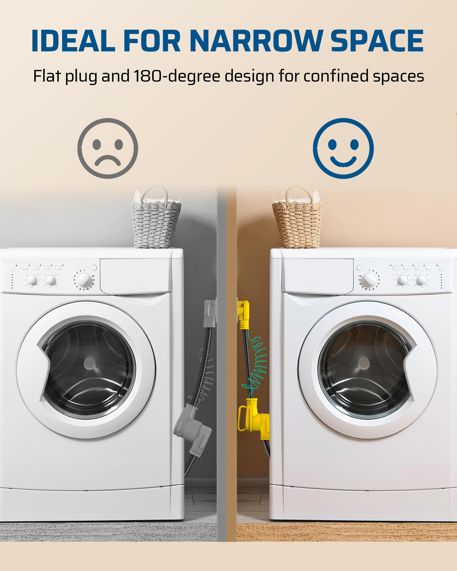 DEWENWILS right-angle design aids installation in narrow spaces.