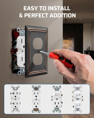 Close-up of durable metal wall plate from DEWENWILS