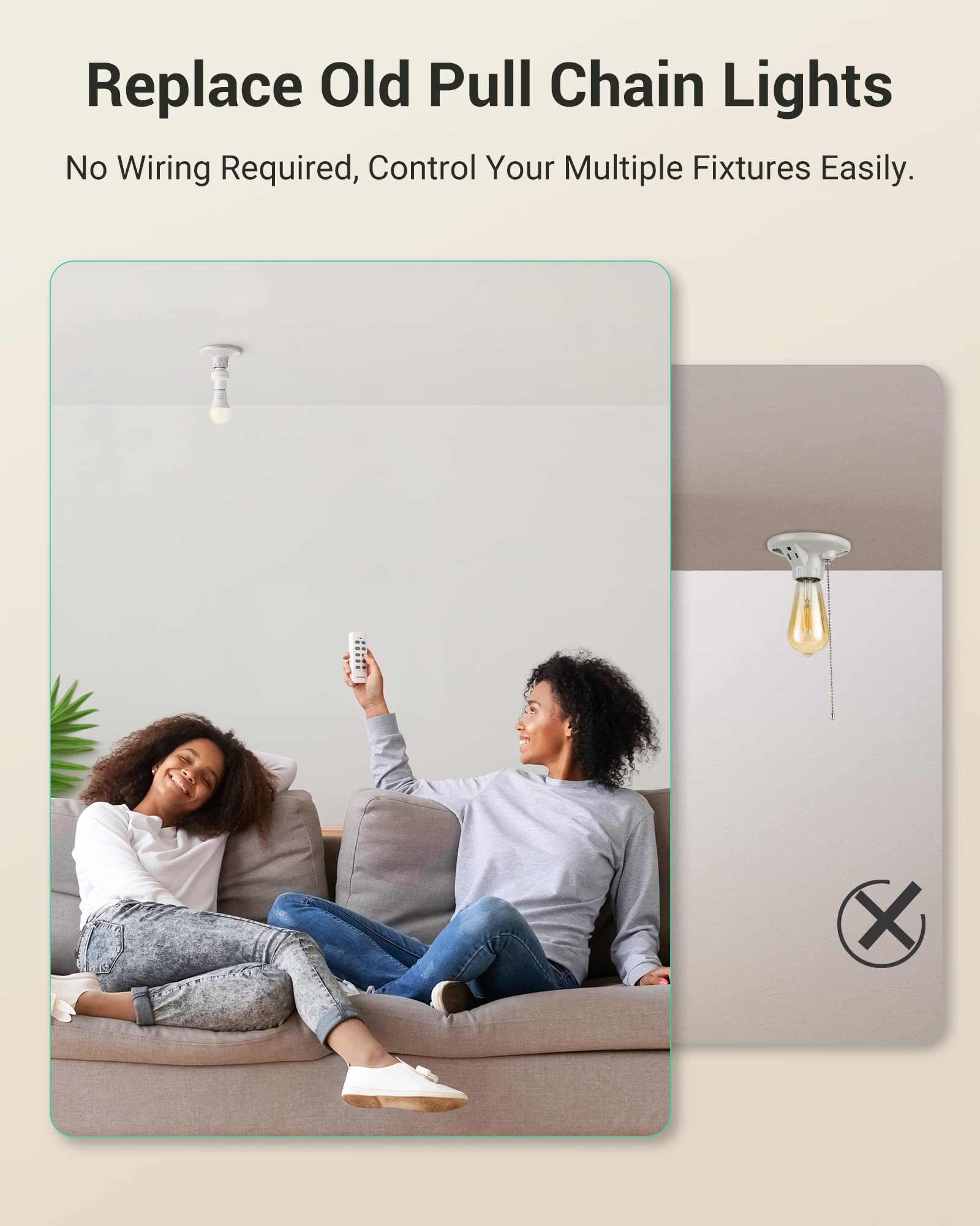 DEWENWILS E26/E27 base compatibility for quick wireless upgrade