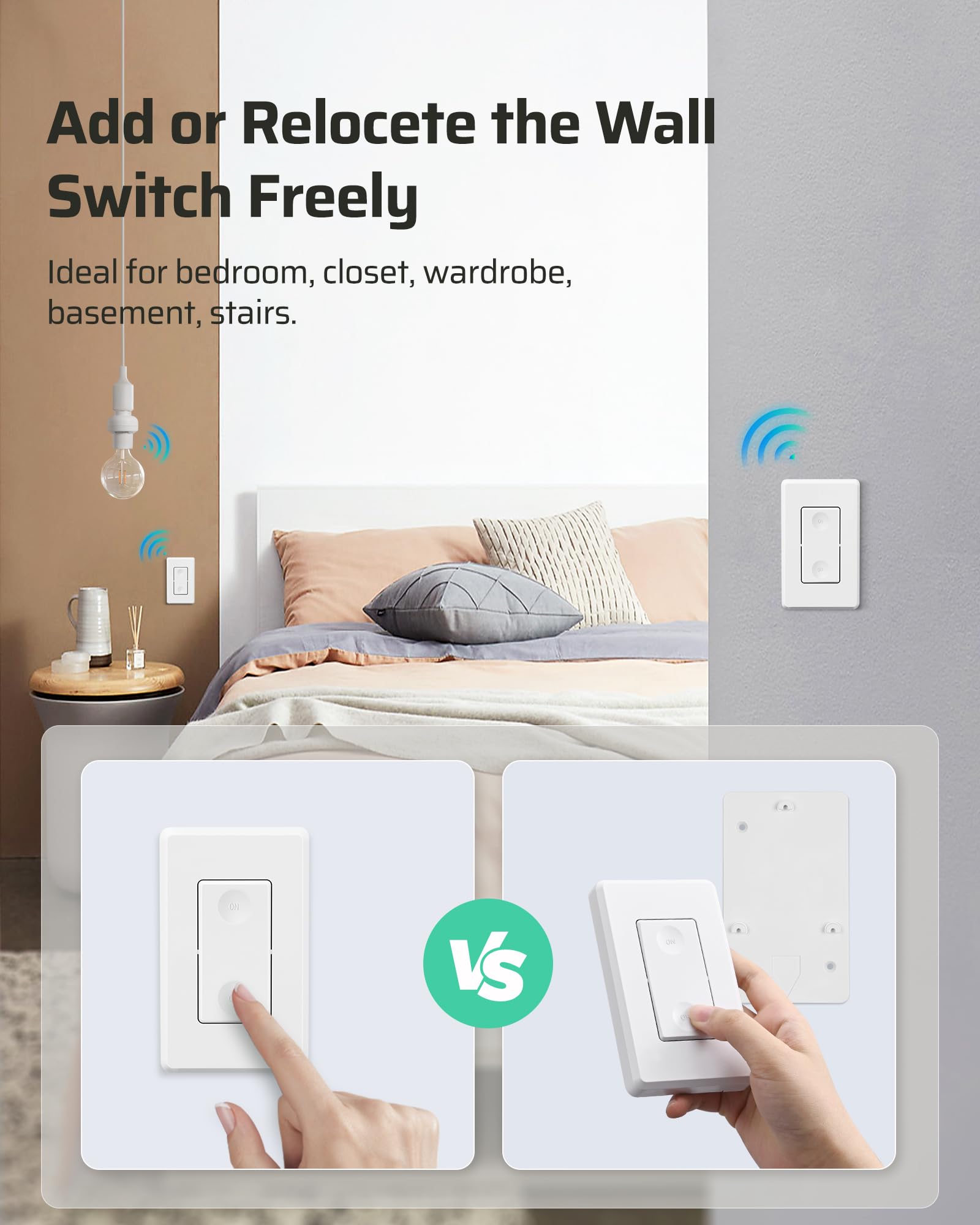 DEWENWILS E26/E27 light socket with remotes for flexible lamp placement