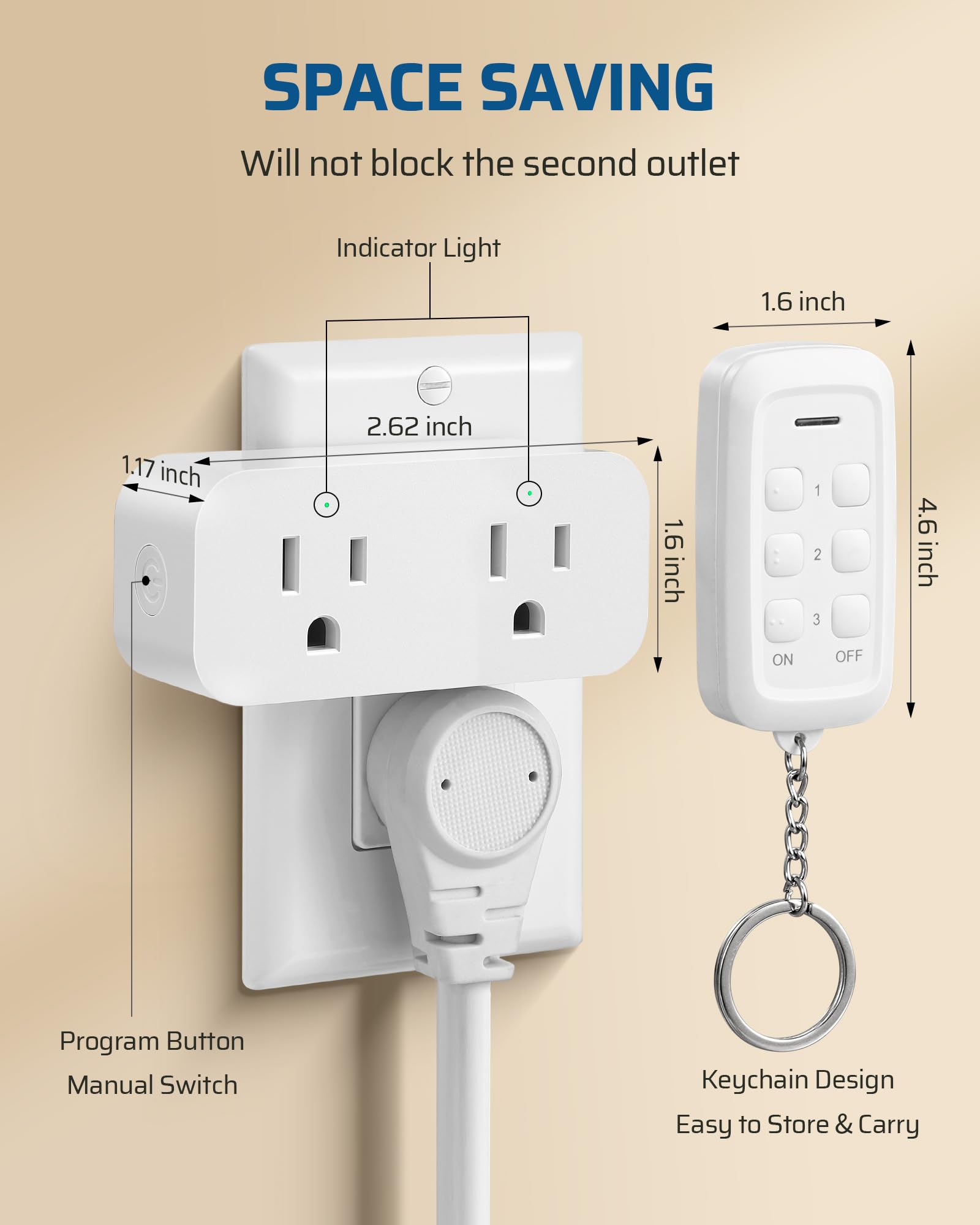 DEWENWILS plug-in setup shown, no tools required